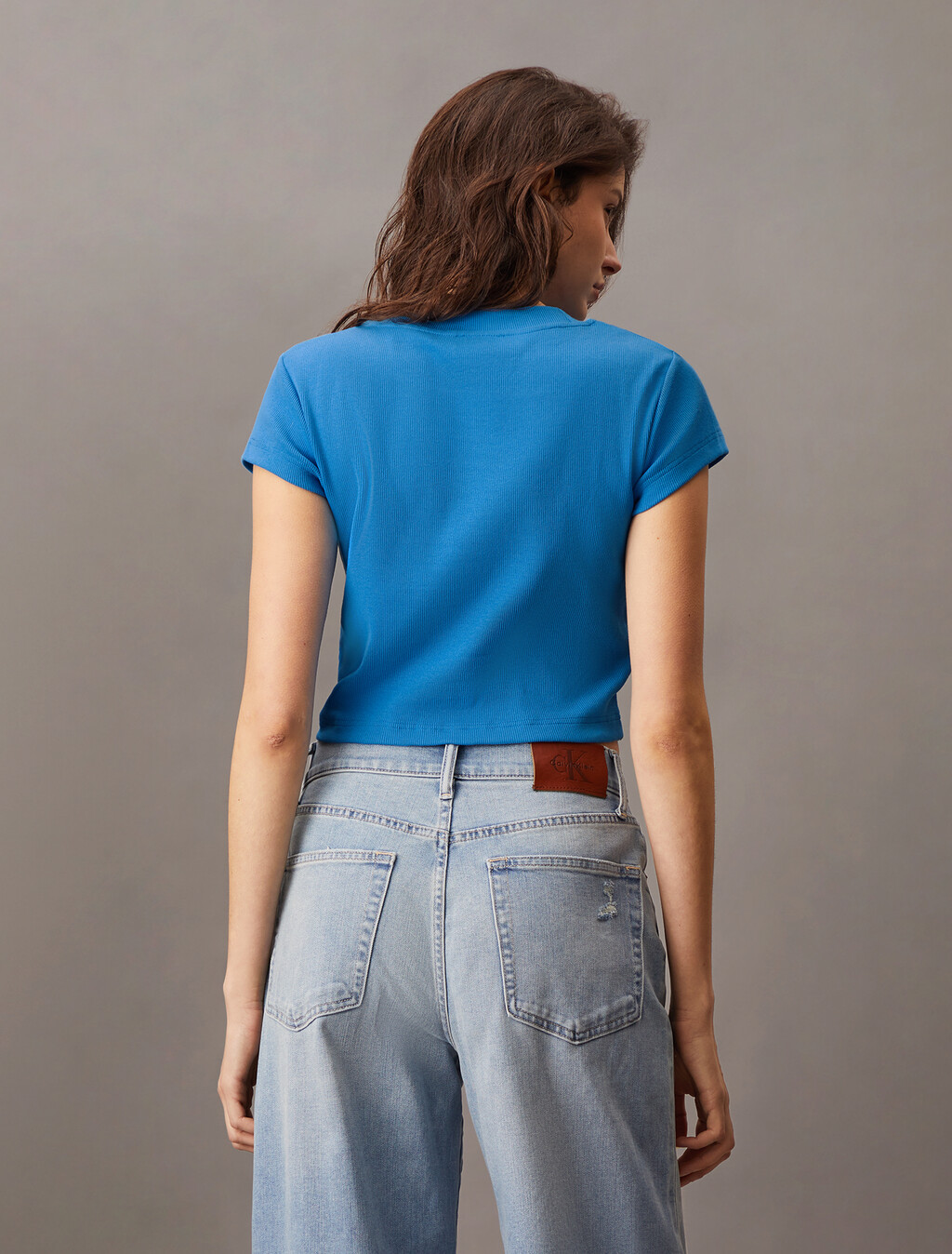 Slim Cropped Monogram T-shirt, French Blue, hi-res