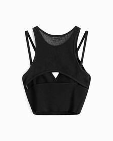 Double Layer Knit Tank Top, Ck Black, hi-res