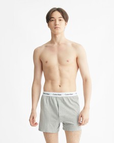 經典棉質彈性平角內褲 2 件裝, WHITE/GREY HEATHER, hi-res