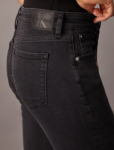 義大利高腰喇叭牛仔褲, Denim Black, hi-res