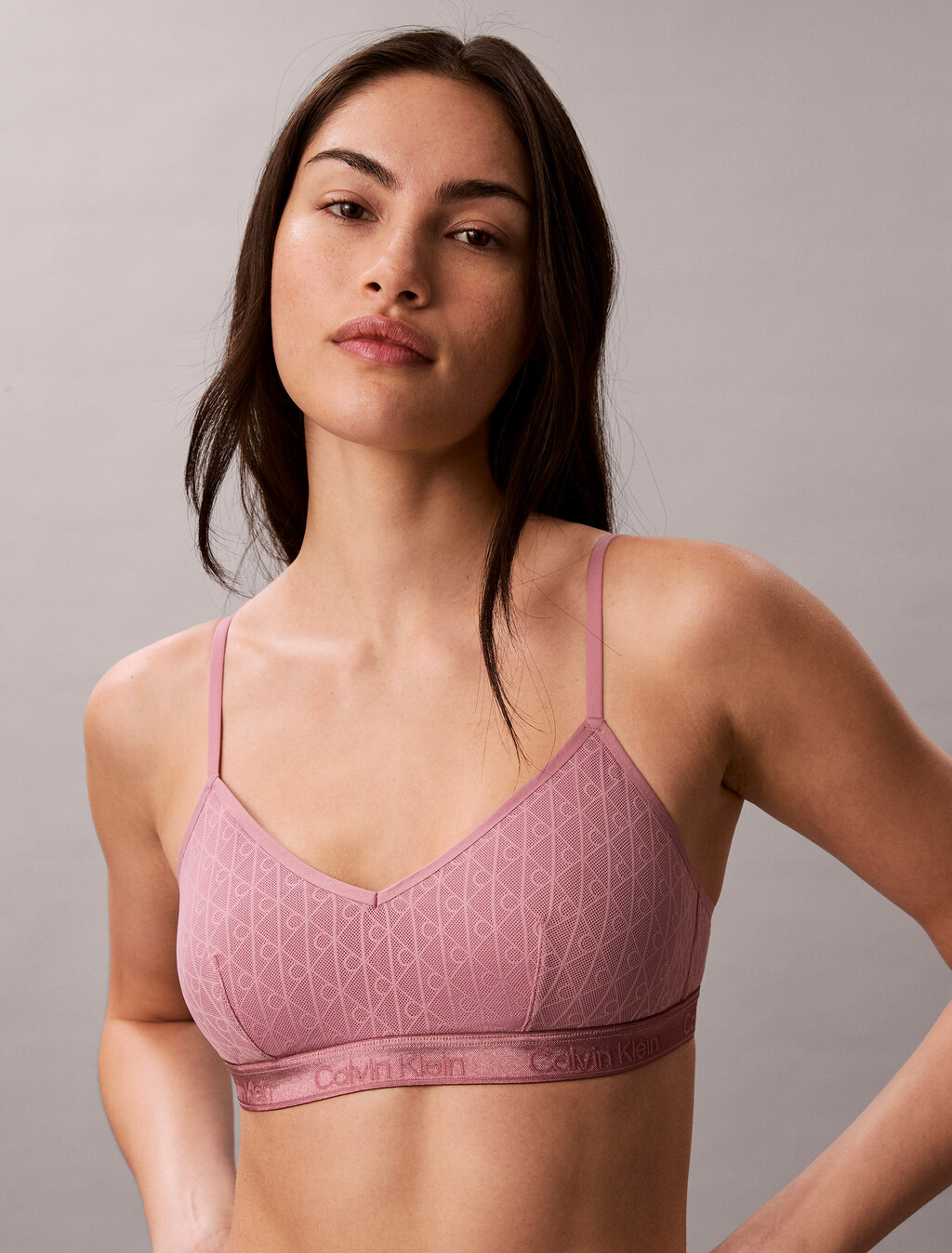 Bralette - Icon Logo Lace, Soft Mauve, hi-res