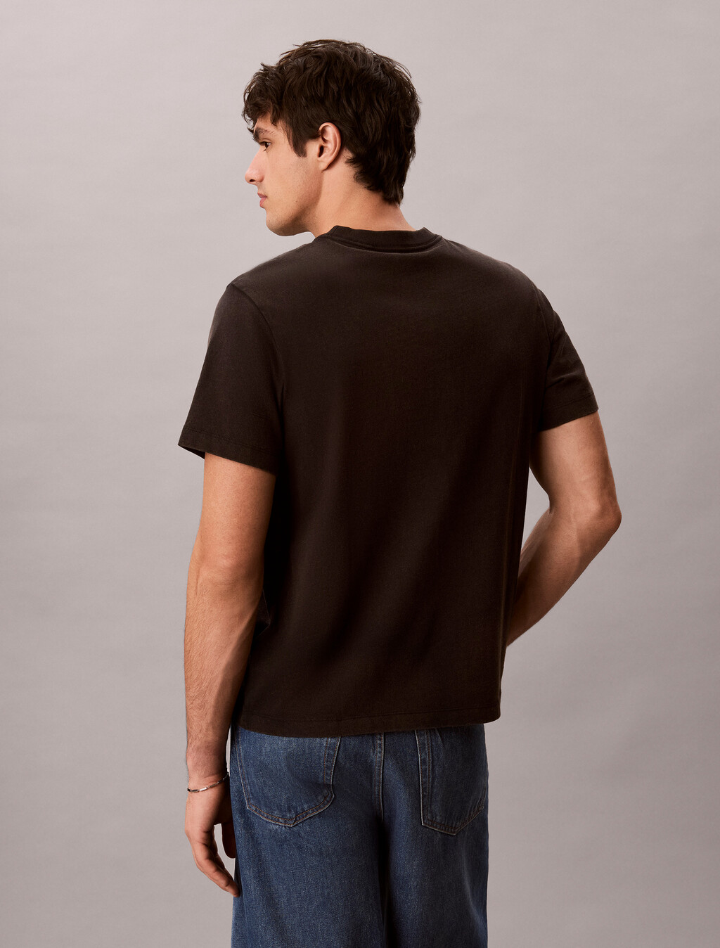 Washed Cotton Monogram T-shirt, Black, hi-res