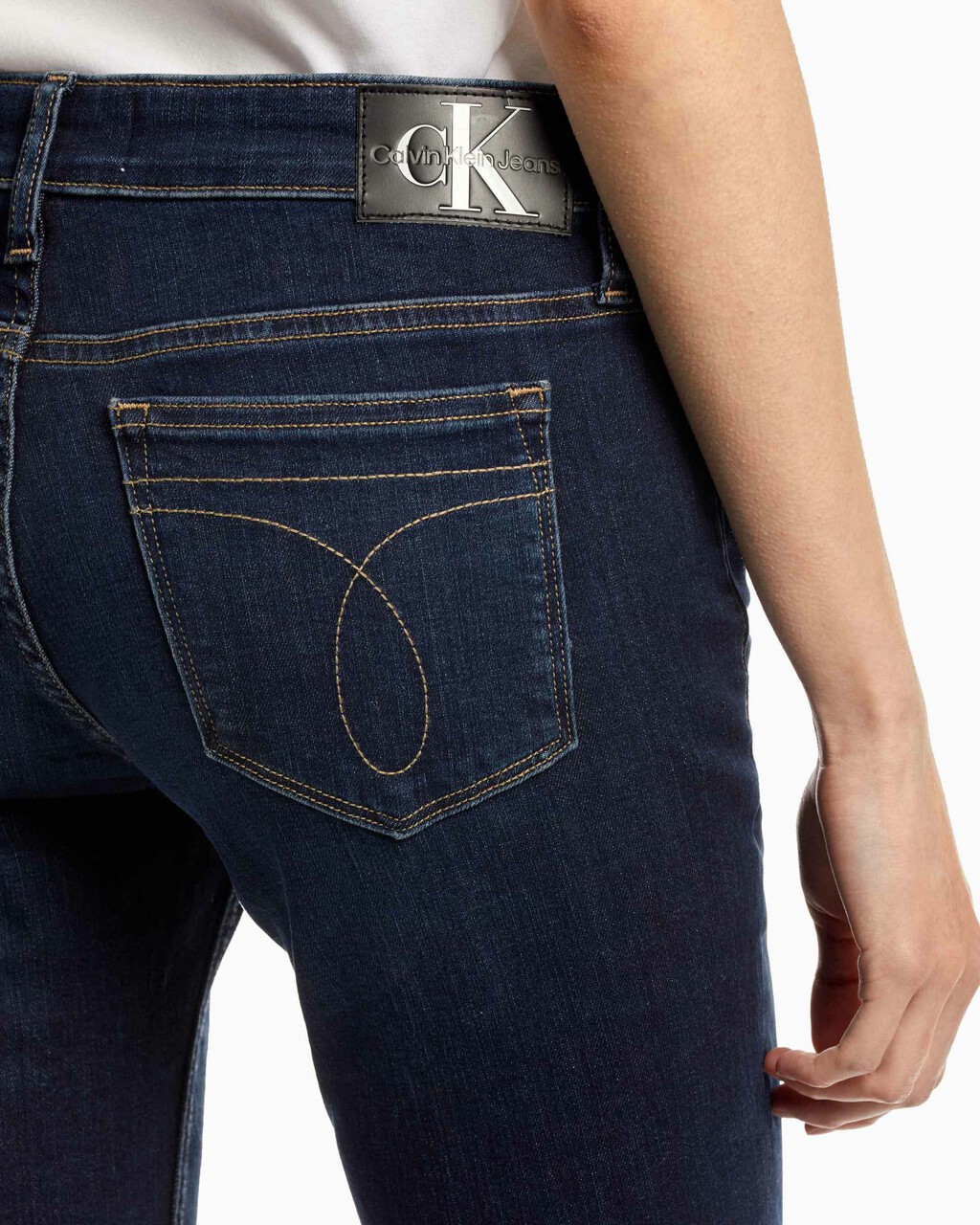 Core Mid Rise Skinny 及踝牛仔褲, Dark Blue, hi-res