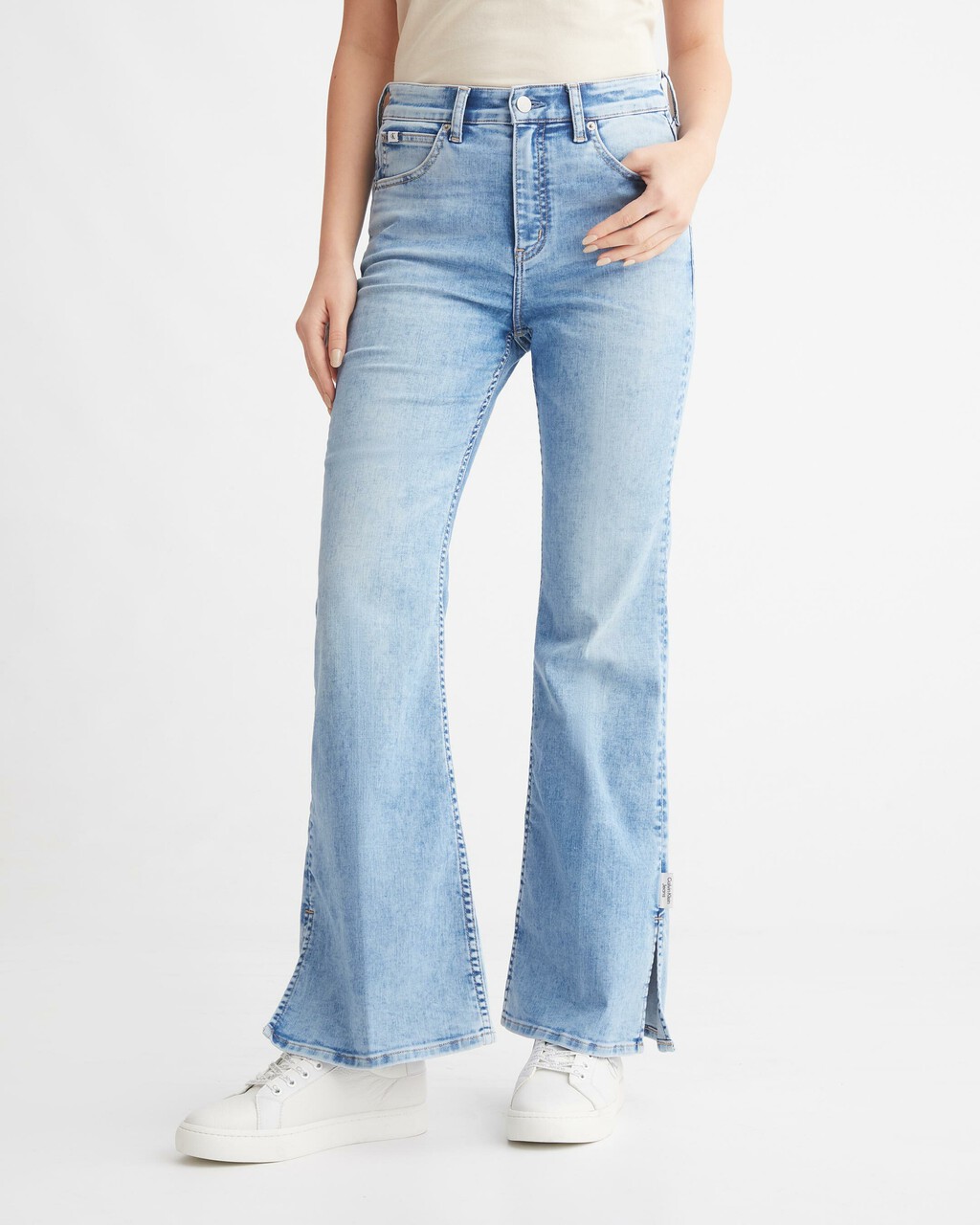 37.5 HIGH RISE FLARE JEANS, Light Blue Split Tab, hi-res