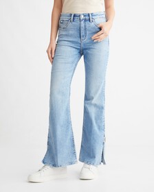 37.5 HIGH RISE FLARE JEANS, Light Blue Split Tab, hi-res