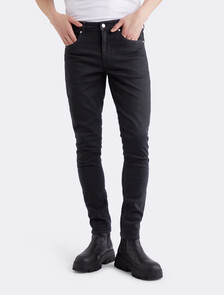 Core Black Skinny Jeans, 90S BLACK CALVIN CUFF UP LOGO, hi-res