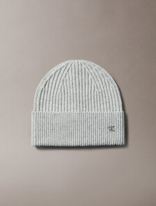 羊毛混紡經典標誌毛帽, Light Grey Heather, hi-res