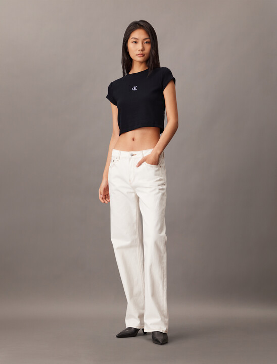 CK Logo Rib Knit Baby Tee