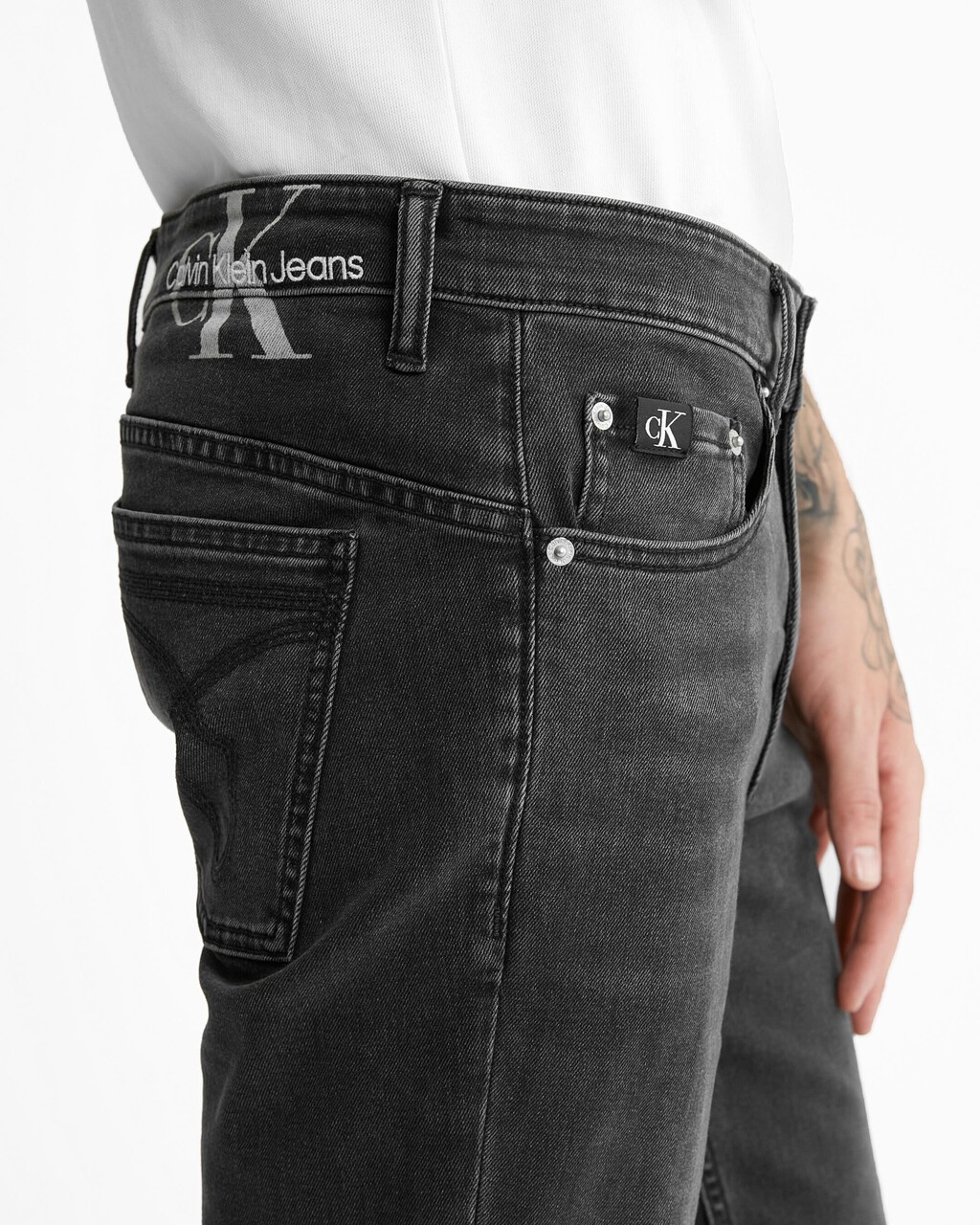 37.5 黑色舒適彈力緊身牛仔褲, Denim Black, hi-res