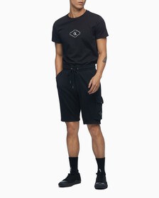 Organic Cotton Monogram Badge 運動短褲, Ck Black, hi-res