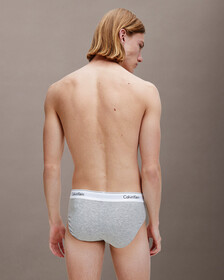 MODERN COTTON 彈力低腰三角褲（2 件組）, 1 Grey Heather / 1 Black, hi-res