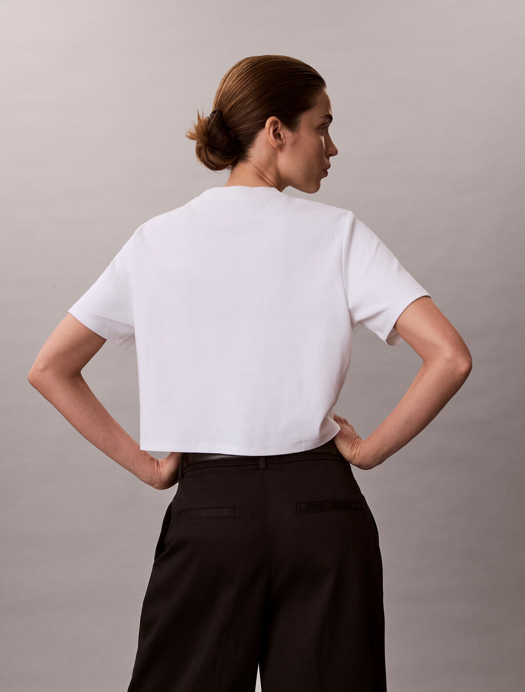 Monogram 標誌短版雙針織 T 恤, Bright White, hi-res