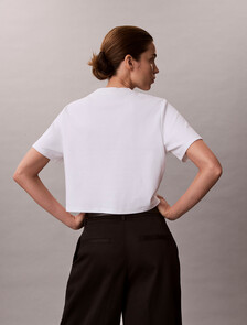 Monogram 標誌短版雙針織 T 恤, Bright White, hi-res