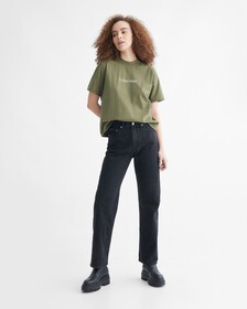 Sustainable High Rise Straight Jeans, Washed Black Logo Lace, hi-res
