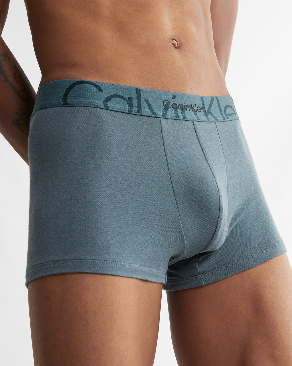 EMBOSSED ICON COTTON TRUNKS, Blue Lake, hi-res