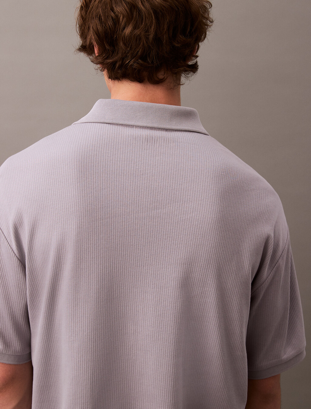 寬鬆羅紋棉質 Polo 衫, Lilac Gray, hi-res