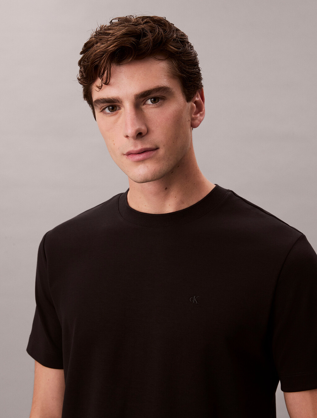 Tonal Monogram Crewneck Tee, Black, hi-res