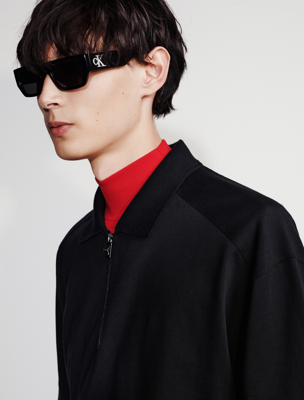 1/4 Zip Polo, Black, hi-res