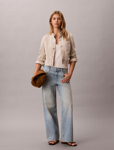 Low Rise Logo Tape Baggy Jeans, FRESH WATER, hi-res
