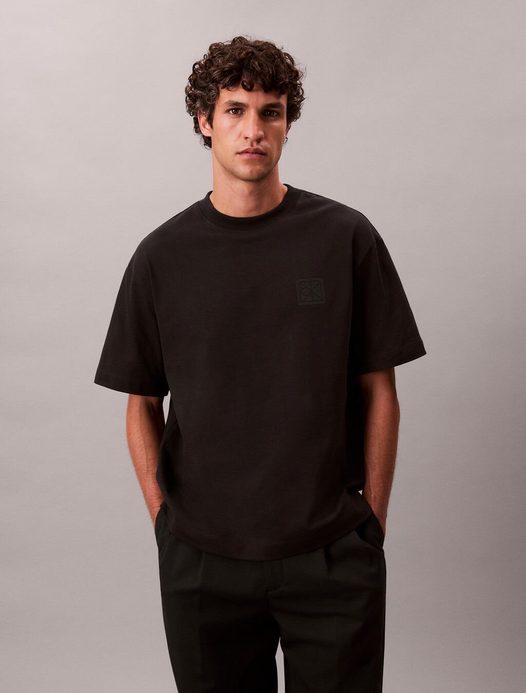 CK Emblem Patch Tee, Black, hi-res