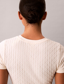 Rib Emblem Seamless Pyjama Top, Ivory, hi-res