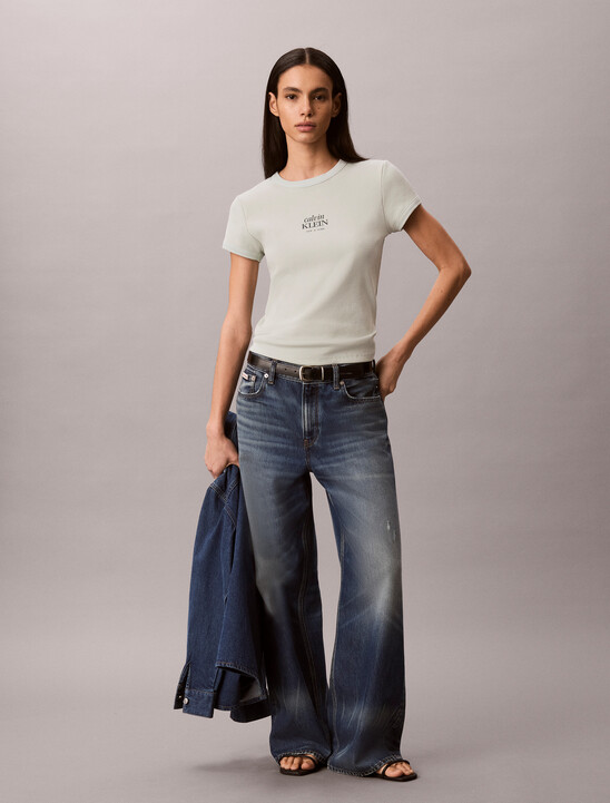 Slim Ribbed Cotton Logo T-shirt