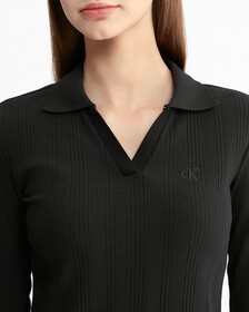 Monologo 羅紋修身 Polo 洋裝, Ck Black, hi-res