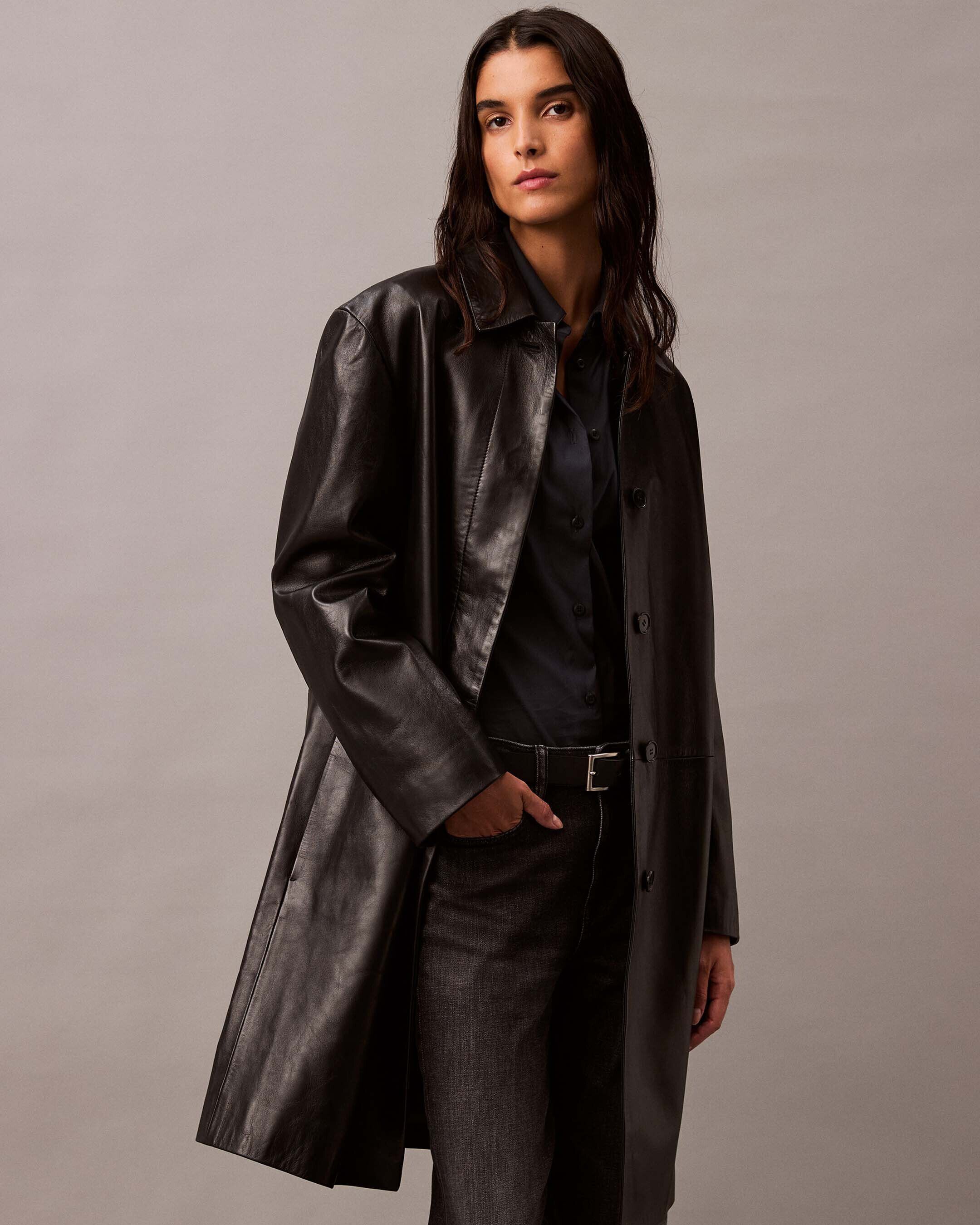 Lamb Suede Car Coat black Calvin Klein Hong Kong