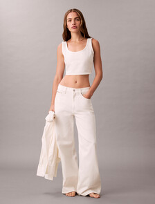 Denim Allover Monogram Cropped Tank Top, CK ARCTIC, hi-res