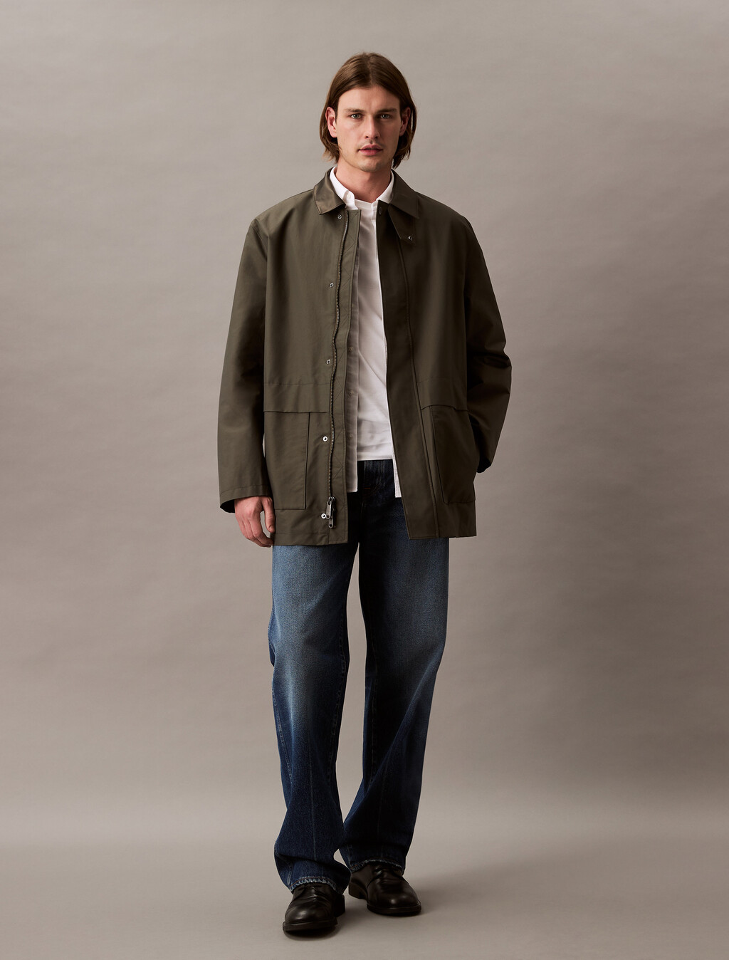 Contrast Collar Car Coat, Beluga, hi-res
