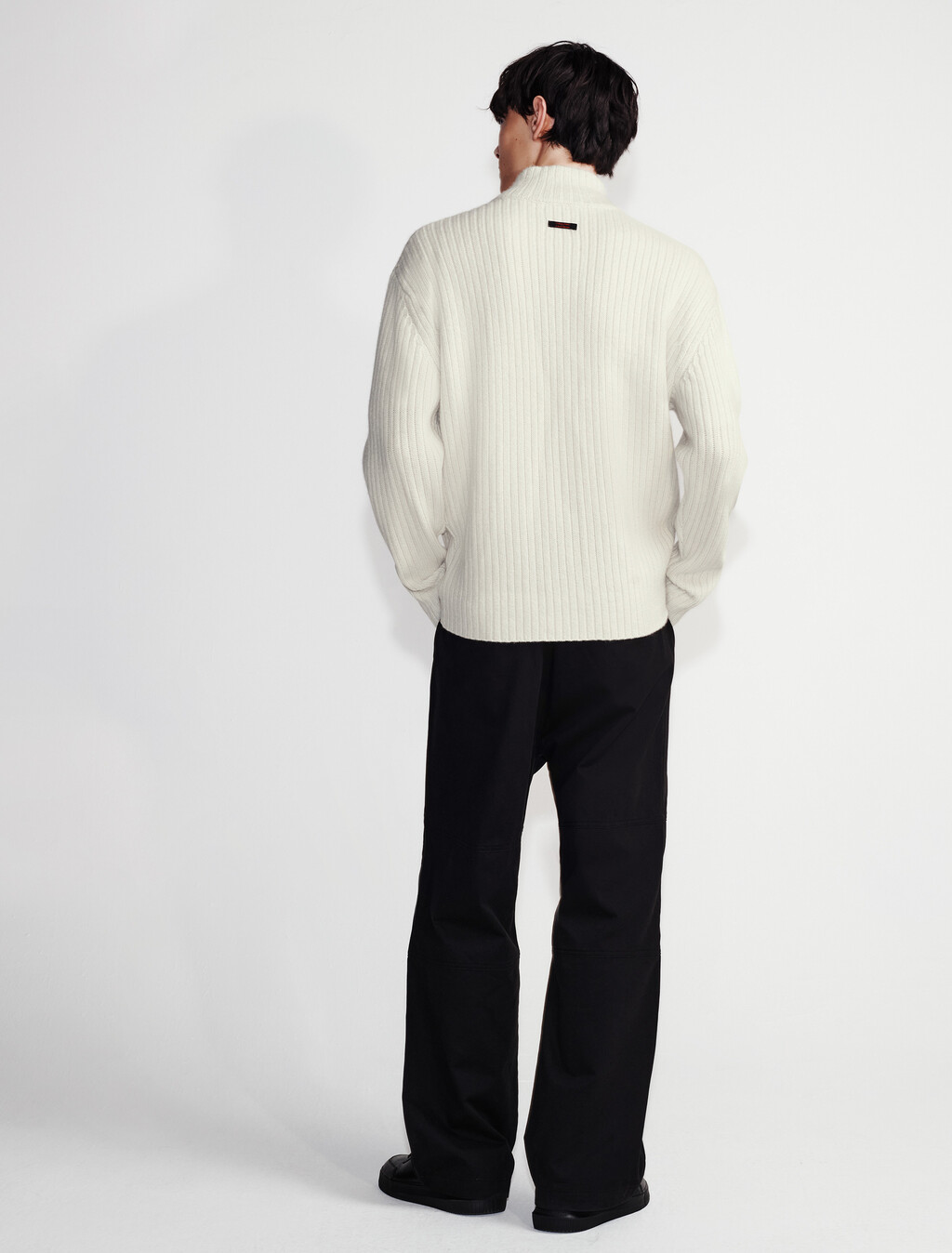 Ribbed Zip Sweater, Chalk, hi-res