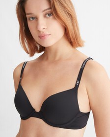 CALVIN KLEIN 1996 PUSH UP PLUNGE BRA, Black, hi-res