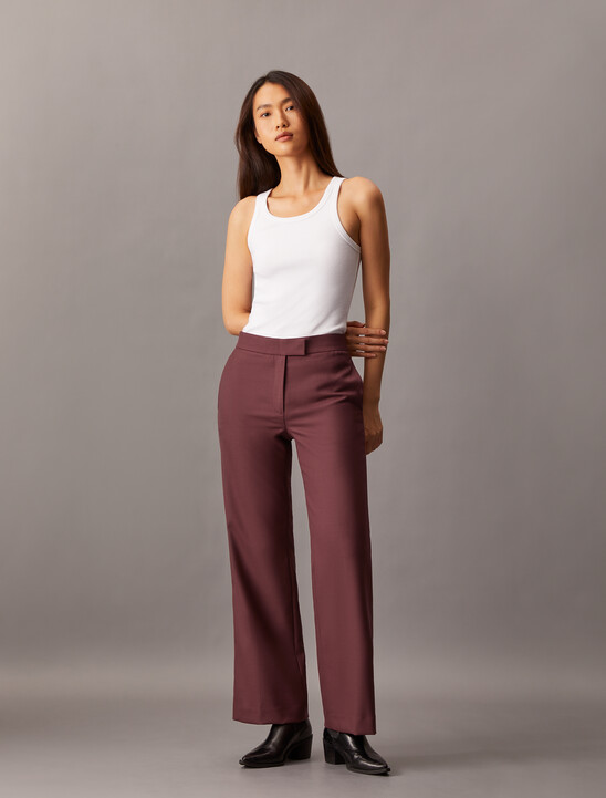 Coated Gabardine Flare Trousers