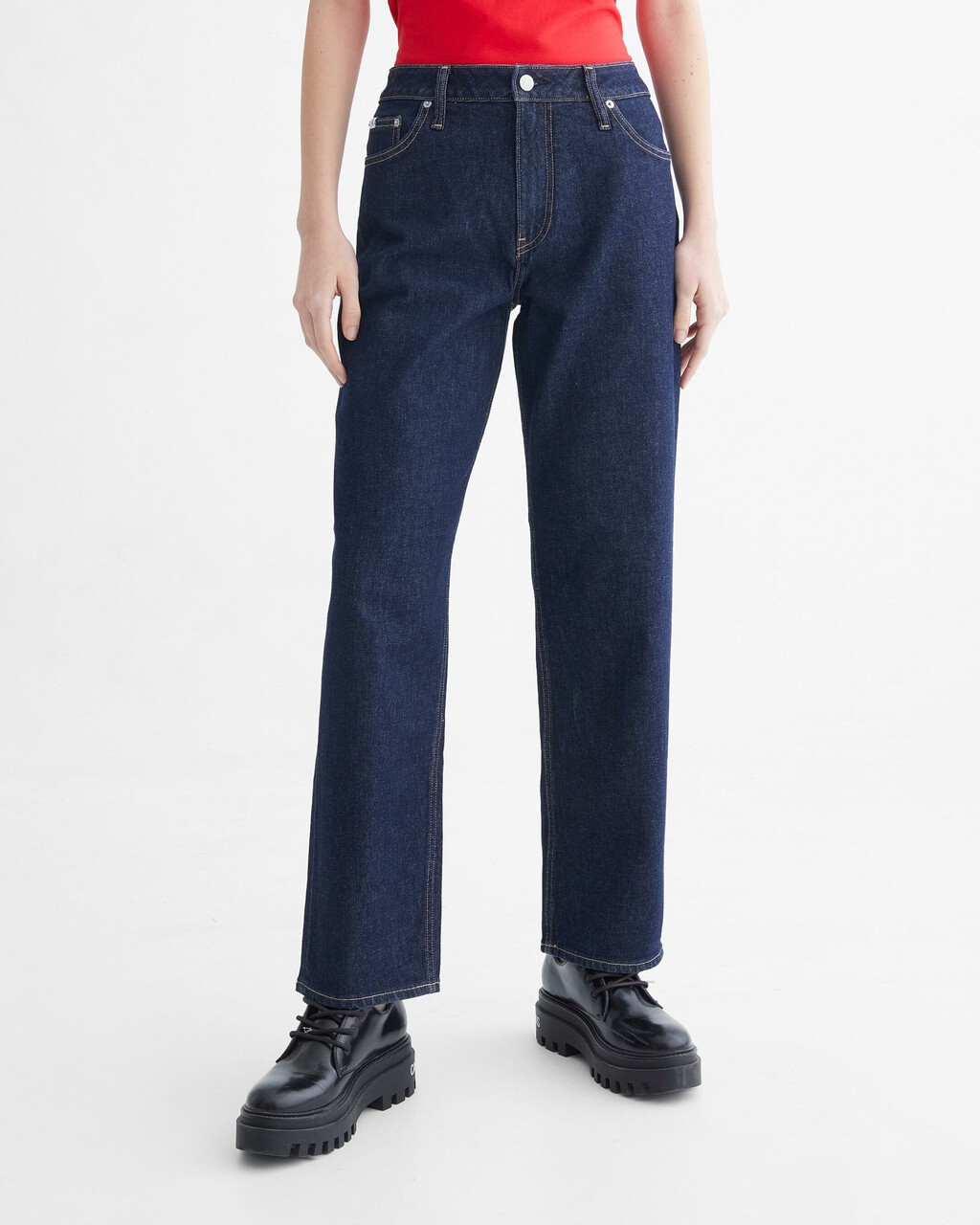 HIGH-RISE RELAXED JEANS, Rinse Blue Pocket Label, hi-res