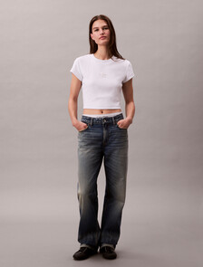 Slim Cropped Monogram T-shirt, Bright White, hi-res
