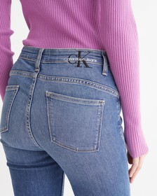 37.5 BODY 高腰緊身牛仔褲, Mid Blue Back Embro, hi-res