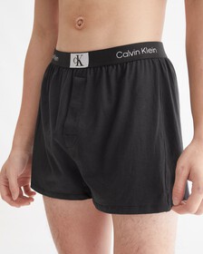 CALVIN KLEIN 1996 純棉修身平角褲, Black, hi-res