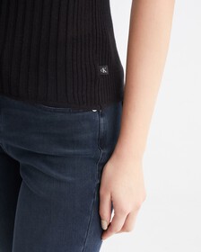 Smooth Cotton Rib Tank Top, Black, hi-res