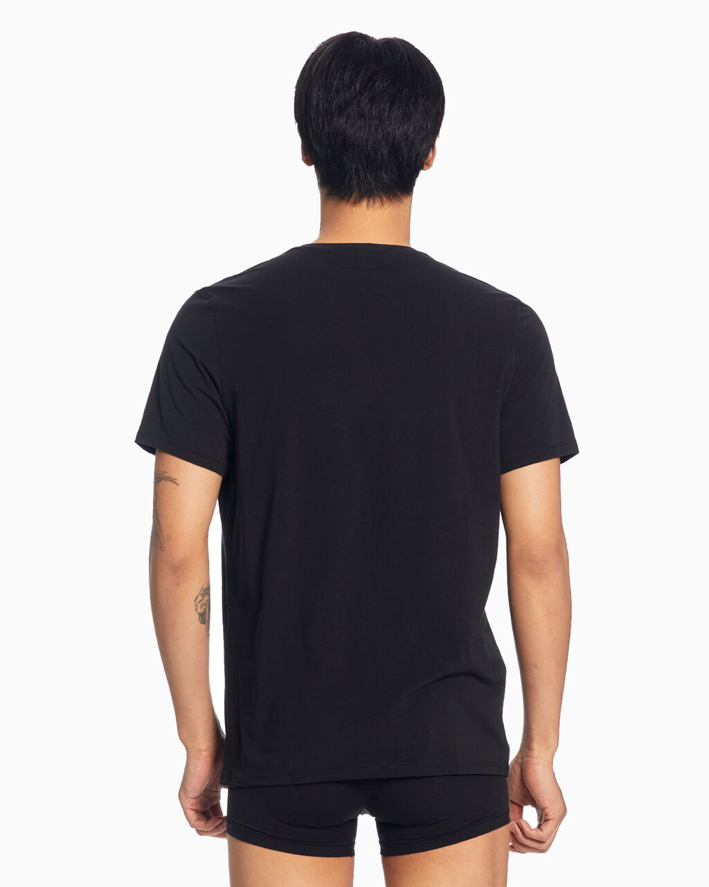 CK BLACK COTTON CREW NECK TEE, Black, hi-res