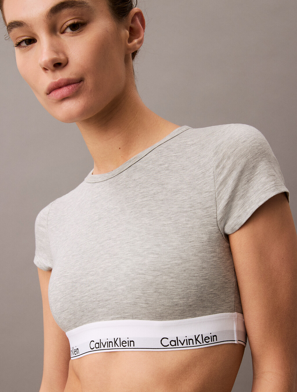 Icon Cotton T-Shirt Bralette, Grey Heather, hi-res