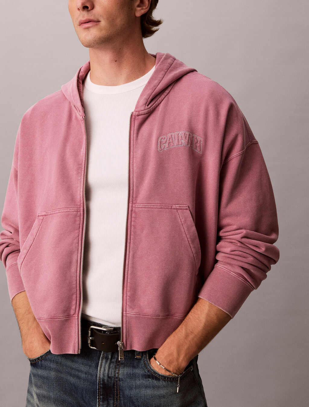 Garment-Dyed Boxy Zip-Up Hoodie, Dusky Orchid, hi-res