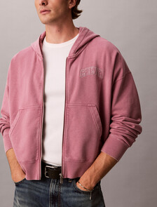 Garment-Dyed Boxy Zip-Up Hoodie, Dusky Orchid, hi-res