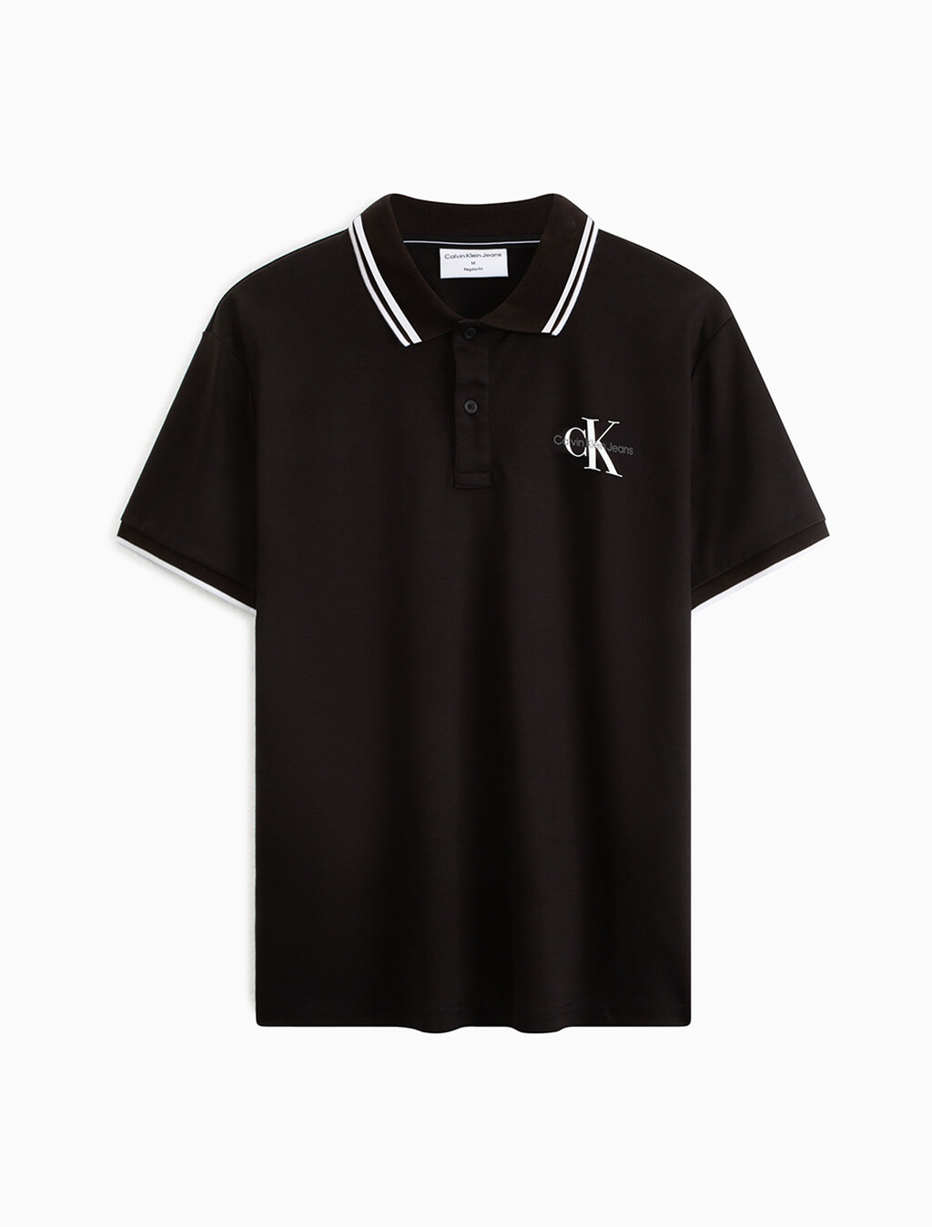 Monologo 標誌修身飾邊 Polo 衫, Ck Black, hi-res