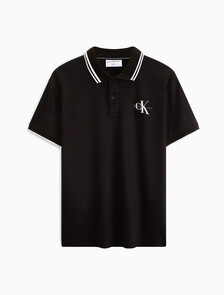 Monologo 標誌修身飾邊 Polo 衫, Ck Black, hi-res