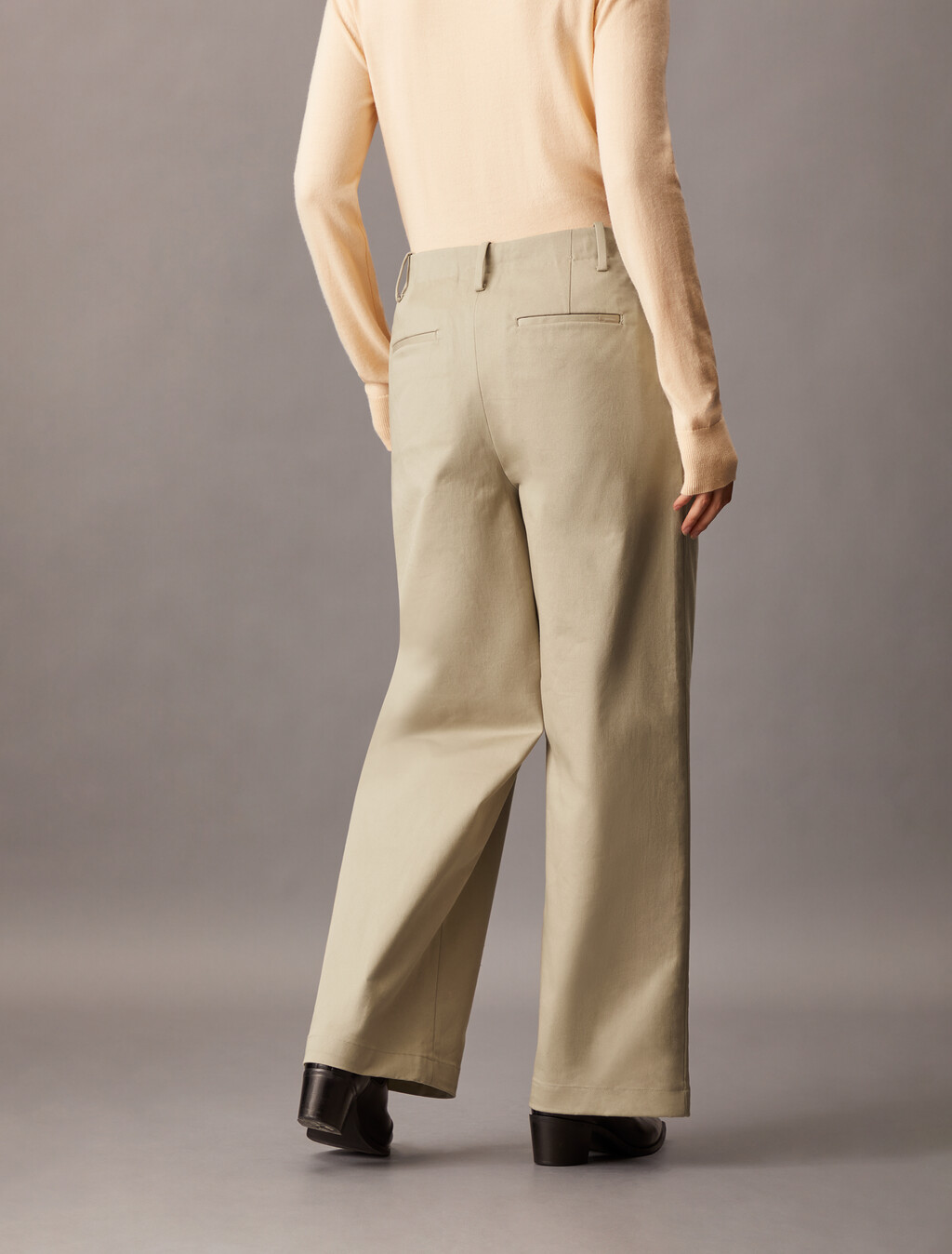 Cotton Chino Relaxed Trousers, Crockery, hi-res