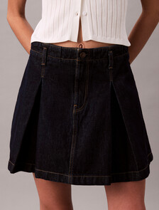 Pleated Denim Skirt, CK CLASSIC RINSE, hi-res