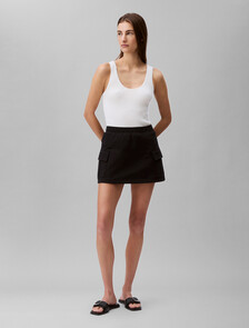 Cotton Terry Cargo Mini Skirt, Black, hi-res