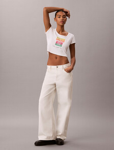 Slim Stretch Logo T-shirt - Pride, Bright White, hi-res