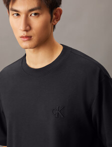 Embossed Monogram Interlock Tee, Ck Black, hi-res
