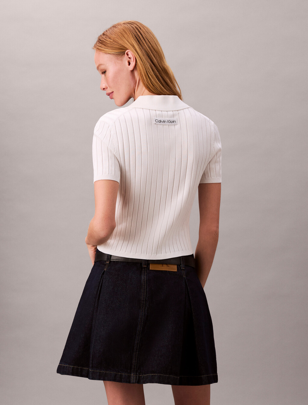 Pleated Denim Skirt, CK CLASSIC RINSE, hi-res